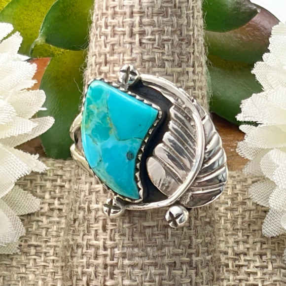 Southwest Jewelry - Sterling Silver 925 Turquoise Ring Size 9 Vintage Southwest Navajo Style New